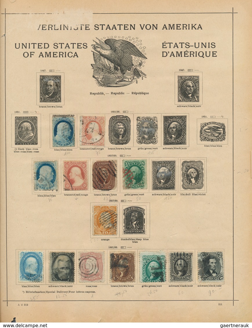 24356 Vereinigte Staaten Von Amerika: 1851/1913: Good Old-time Collection Of Mostly Used Stamps On Album P - Autres & Non Classés