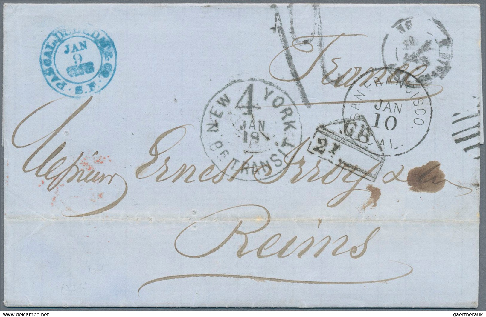 24357 Vereinigte Staaten Von Amerika: 1851/1880, Seven Folded Letters And One Stationery Envelope Sent Fro - Autres & Non Classés