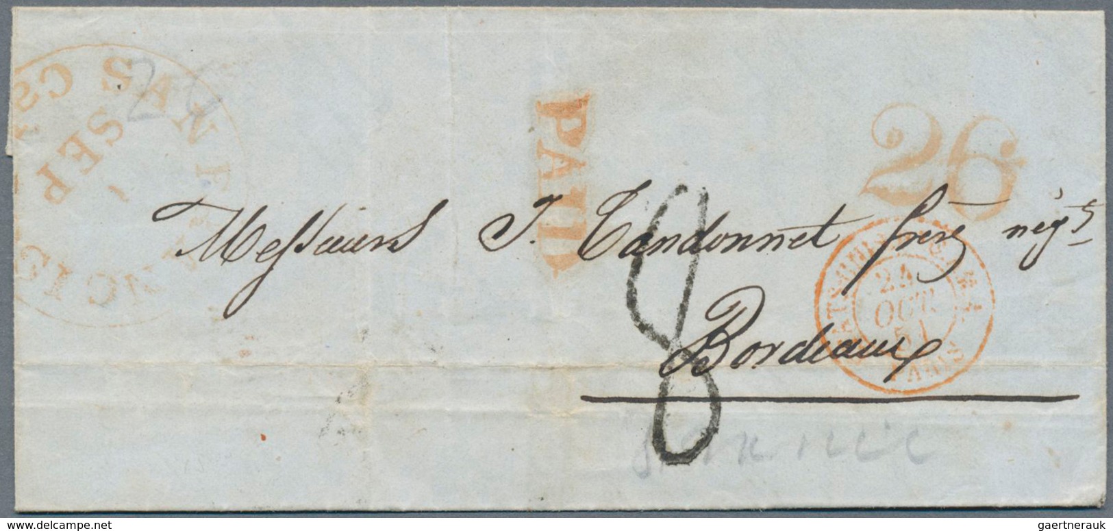 24357 Vereinigte Staaten Von Amerika: 1851/1880, Seven Folded Letters And One Stationery Envelope Sent Fro - Autres & Non Classés