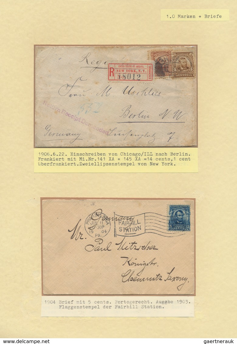 24388 Vereinigte Staaten von Amerika: 1900/1935, collection of apprx. 110 covers/cards on written up album