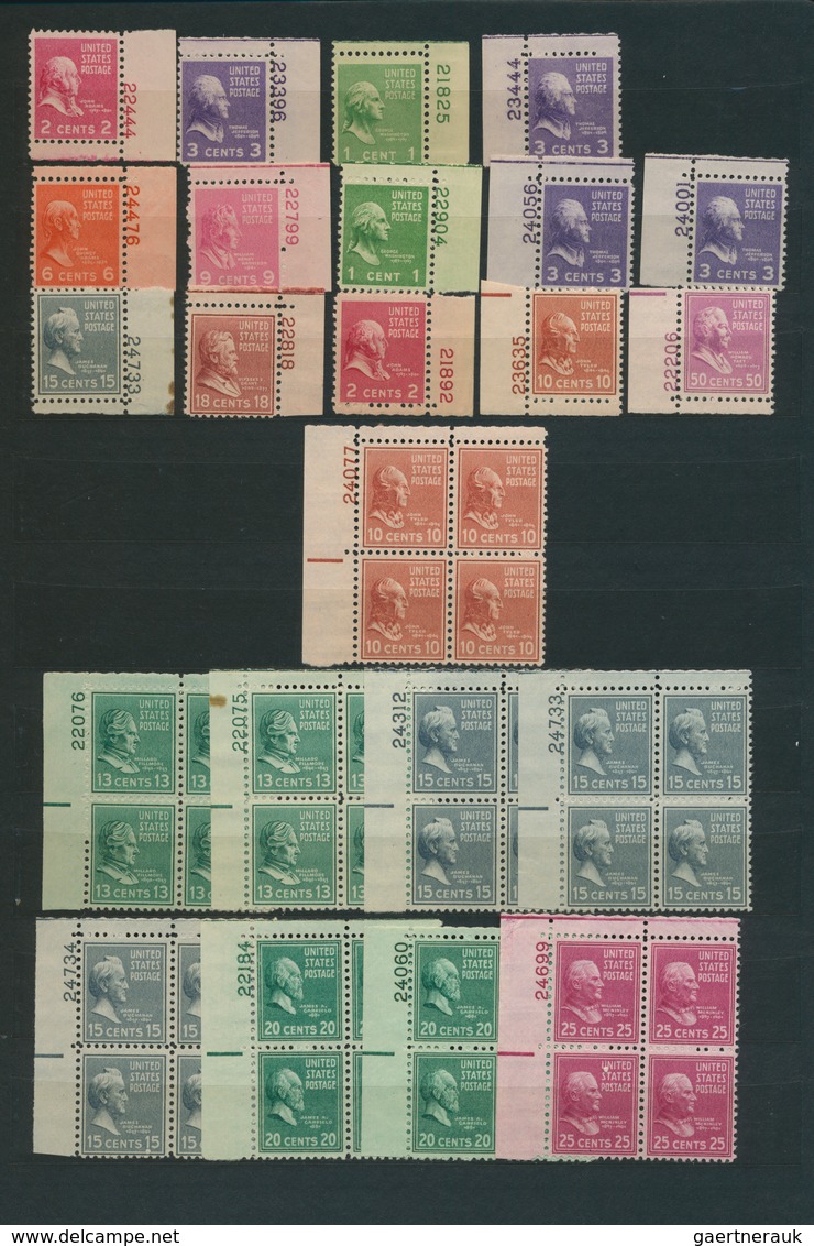 24404 Vereinigte Staaten Von Amerika: 1938/1960 (ca.), U/m Assortment Of Apprx. 850 Stamps 1938-1954 Defin - Autres & Non Classés