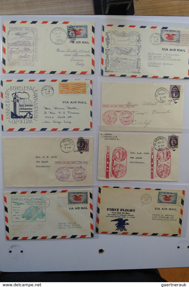 24405 Vereinigte Staaten von Amerika: 1938. Box with ca. 700 mostly illustrated airmail covers from USA 19