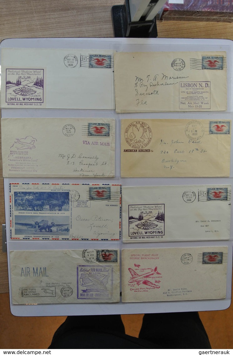 24405 Vereinigte Staaten von Amerika: 1938. Box with ca. 700 mostly illustrated airmail covers from USA 19