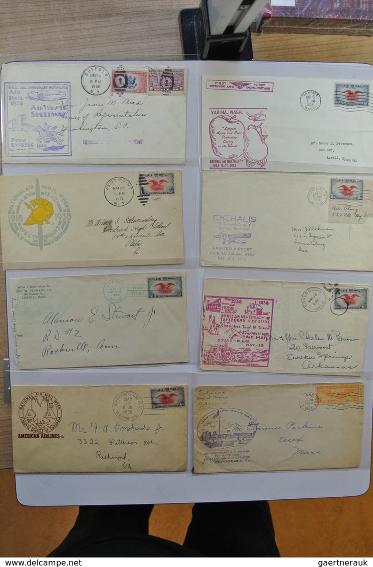 24405 Vereinigte Staaten von Amerika: 1938. Box with ca. 700 mostly illustrated airmail covers from USA 19