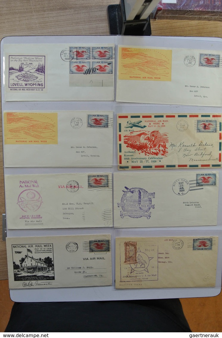 24405 Vereinigte Staaten von Amerika: 1938. Box with ca. 700 mostly illustrated airmail covers from USA 19