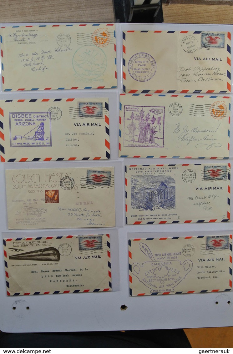 24405 Vereinigte Staaten von Amerika: 1938. Box with ca. 700 mostly illustrated airmail covers from USA 19