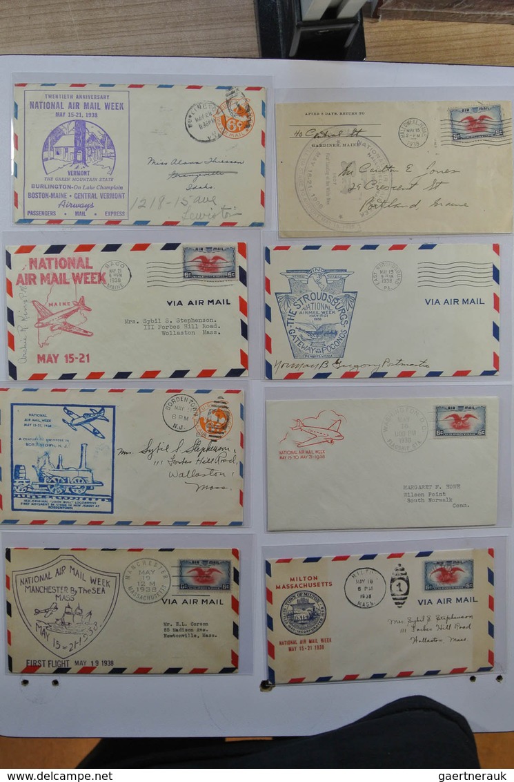 24405 Vereinigte Staaten von Amerika: 1938. Box with ca. 700 mostly illustrated airmail covers from USA 19