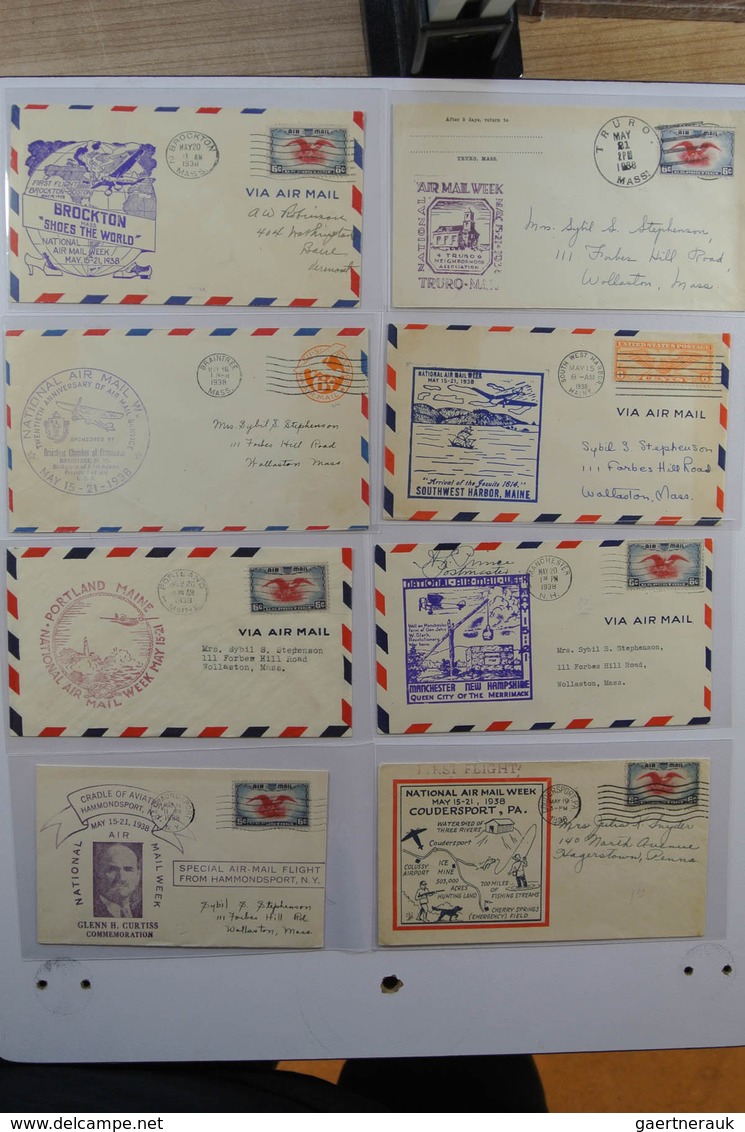 24405 Vereinigte Staaten von Amerika: 1938. Box with ca. 700 mostly illustrated airmail covers from USA 19