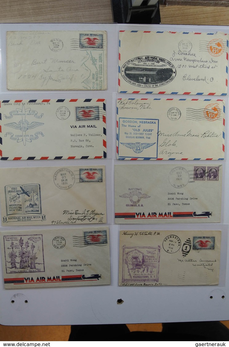 24405 Vereinigte Staaten von Amerika: 1938. Box with ca. 700 mostly illustrated airmail covers from USA 19