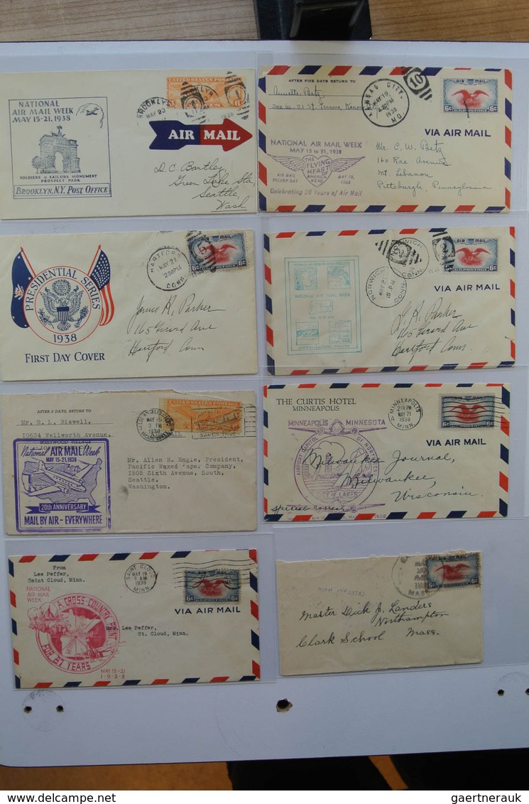 24405 Vereinigte Staaten von Amerika: 1938. Box with ca. 700 mostly illustrated airmail covers from USA 19