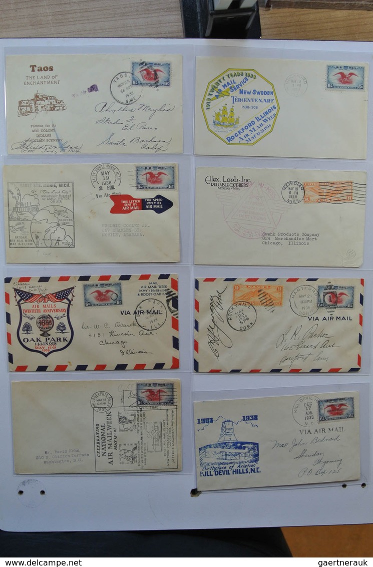 24405 Vereinigte Staaten von Amerika: 1938. Box with ca. 700 mostly illustrated airmail covers from USA 19