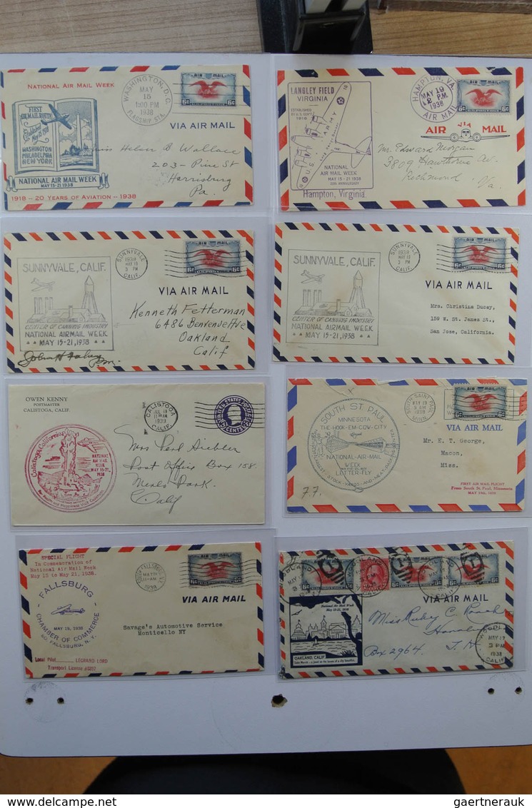 24405 Vereinigte Staaten von Amerika: 1938. Box with ca. 700 mostly illustrated airmail covers from USA 19