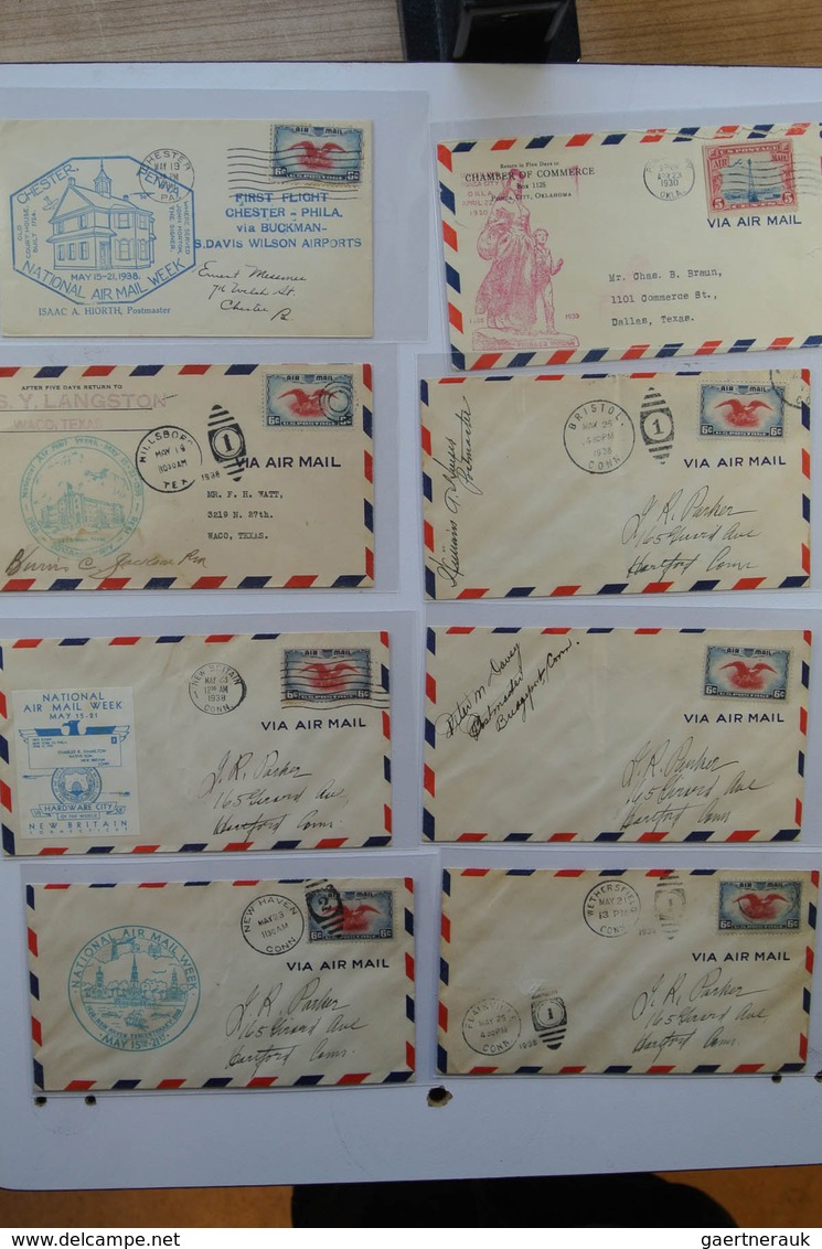 24405 Vereinigte Staaten von Amerika: 1938. Box with ca. 700 mostly illustrated airmail covers from USA 19