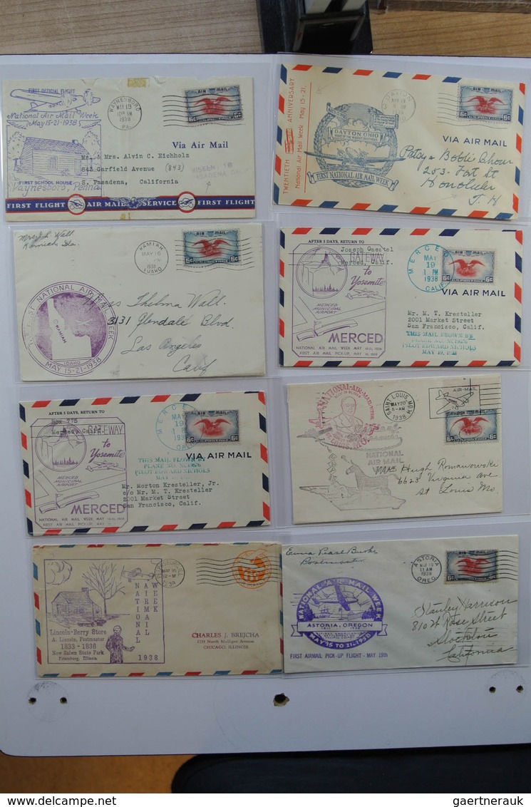 24405 Vereinigte Staaten von Amerika: 1938. Box with ca. 700 mostly illustrated airmail covers from USA 19