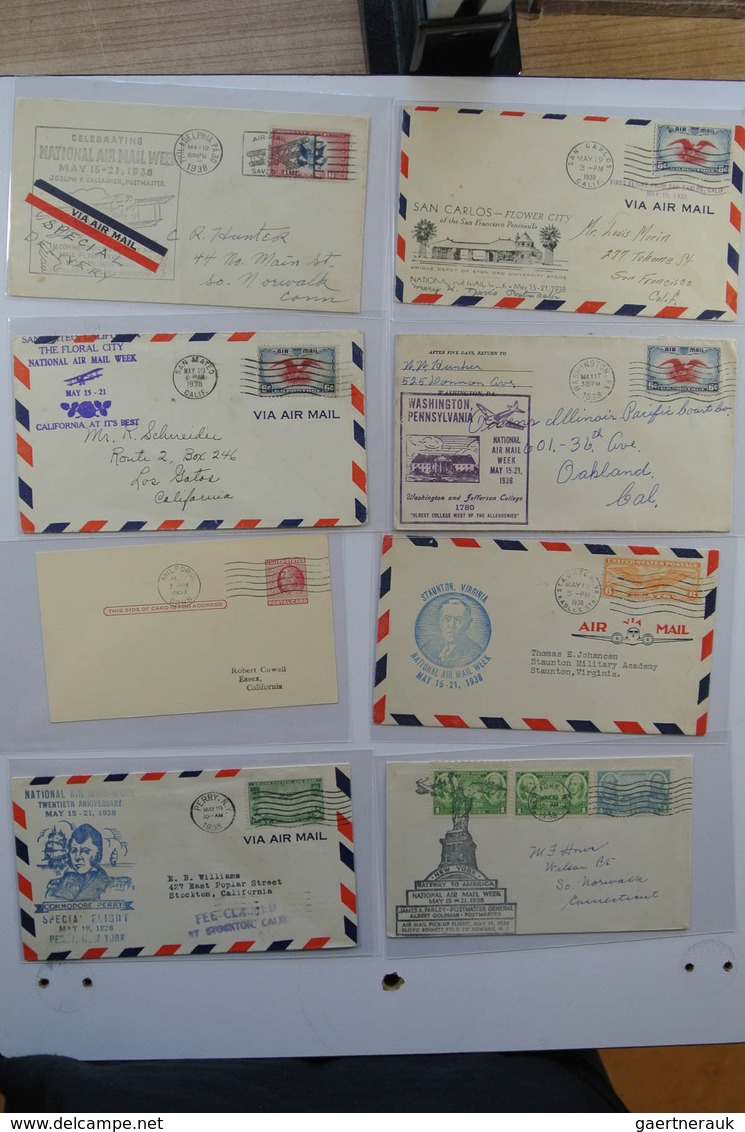 24405 Vereinigte Staaten von Amerika: 1938. Box with ca. 700 mostly illustrated airmail covers from USA 19