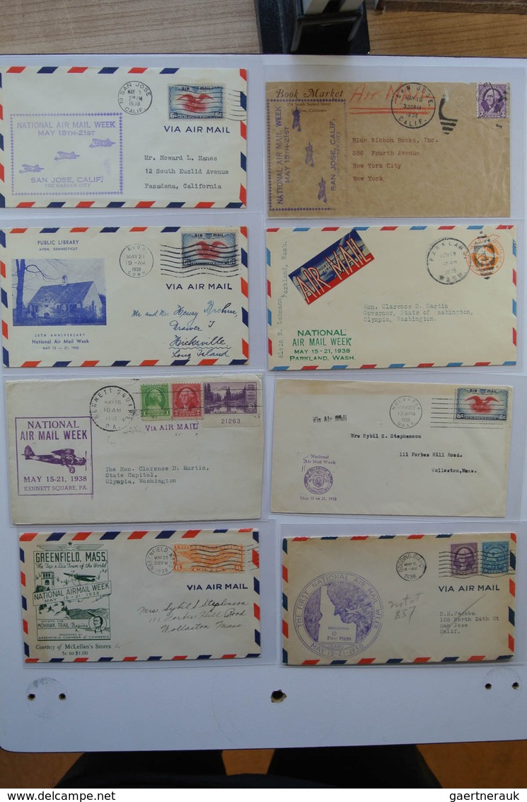 24405 Vereinigte Staaten von Amerika: 1938. Box with ca. 700 mostly illustrated airmail covers from USA 19