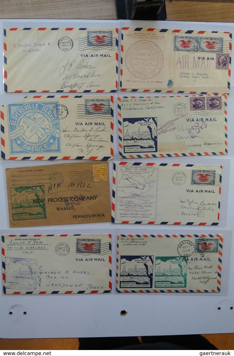 24405 Vereinigte Staaten von Amerika: 1938. Box with ca. 700 mostly illustrated airmail covers from USA 19