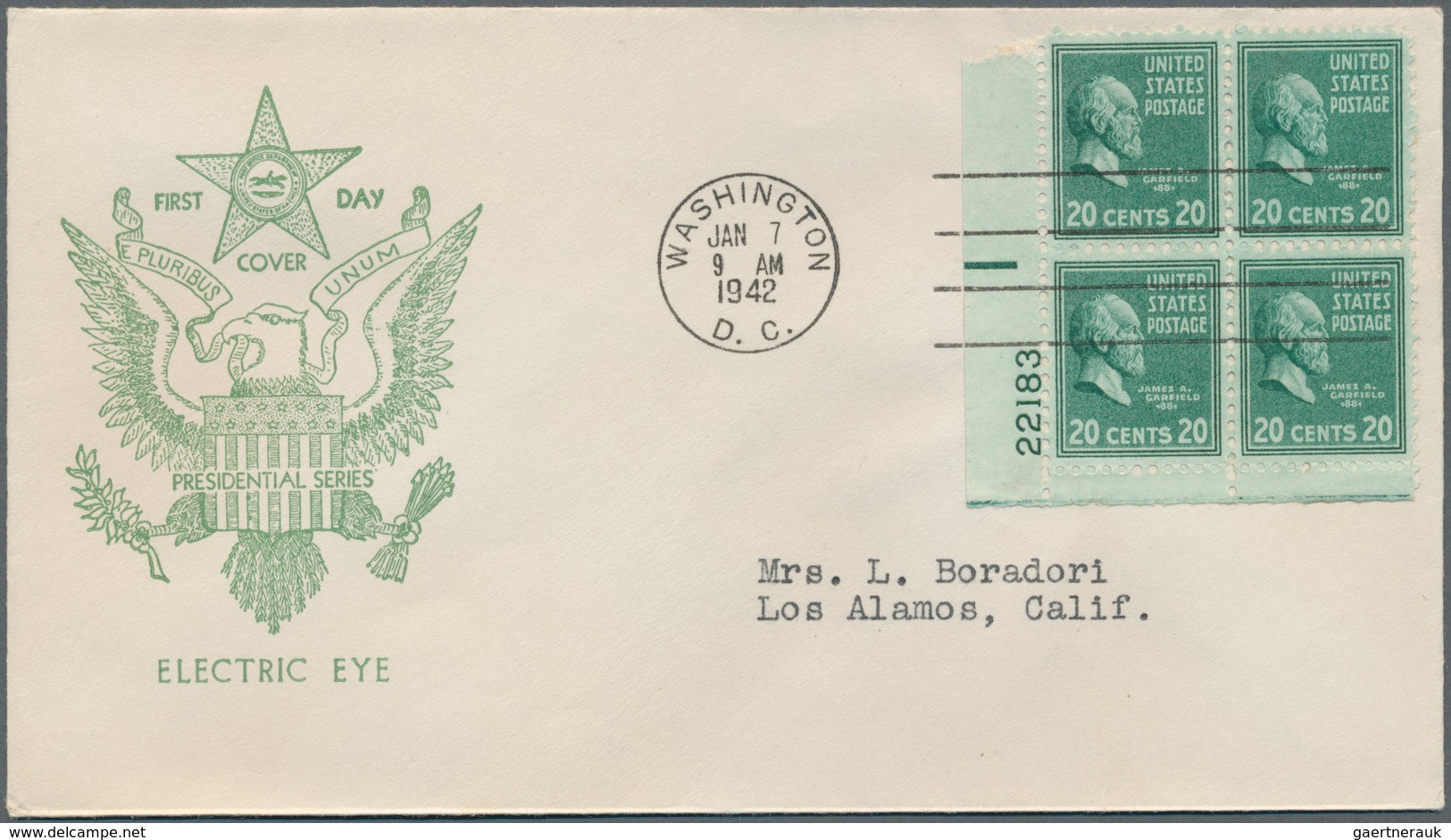 24406 Vereinigte Staaten von Amerika: 1941/1942: 116 good FDC, many Plate Blocks, all FDC are with Borders