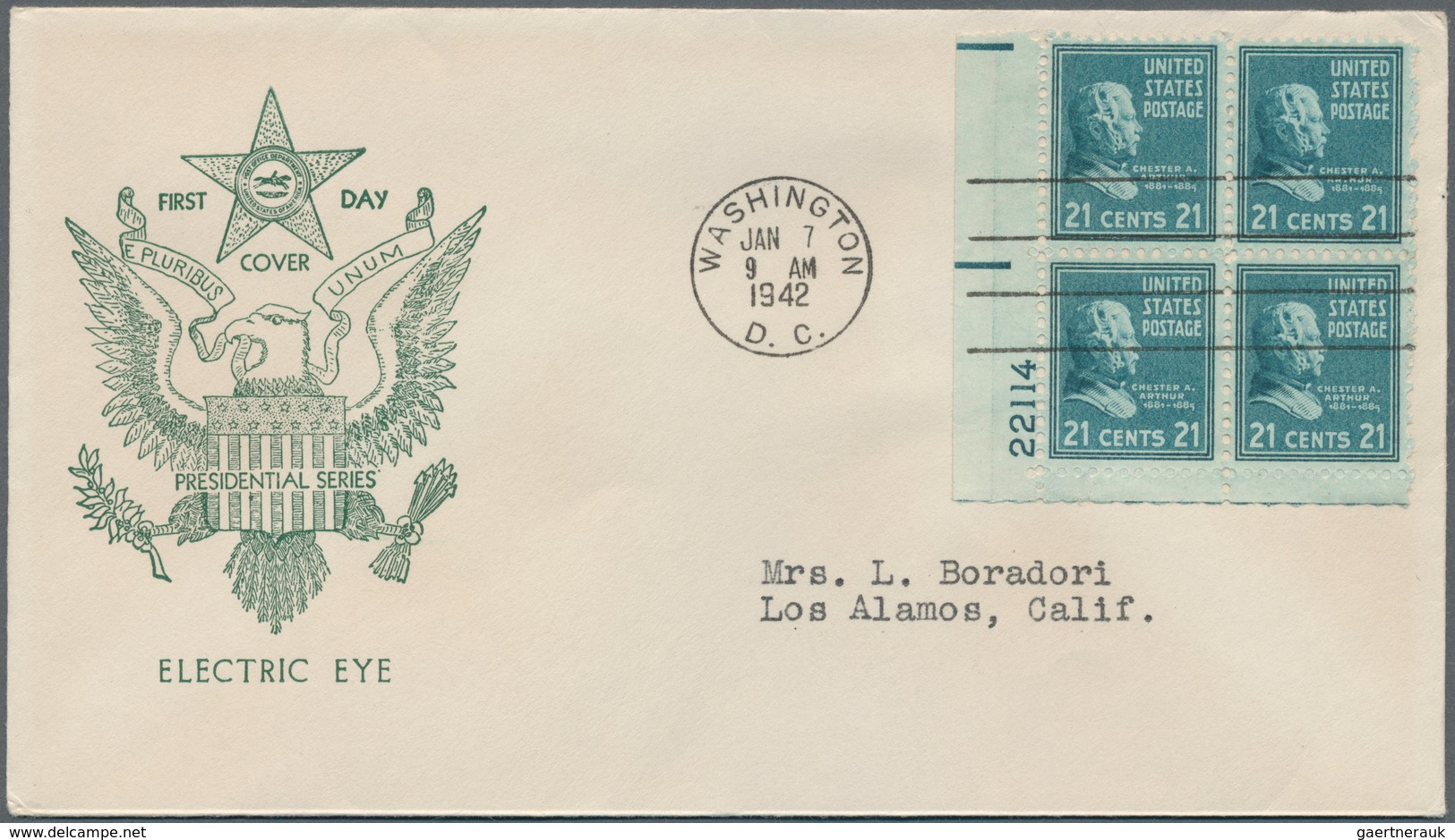 24406 Vereinigte Staaten von Amerika: 1941/1942: 116 good FDC, many Plate Blocks, all FDC are with Borders