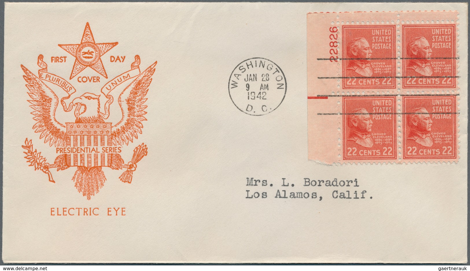 24406 Vereinigte Staaten von Amerika: 1941/1942: 116 good FDC, many Plate Blocks, all FDC are with Borders