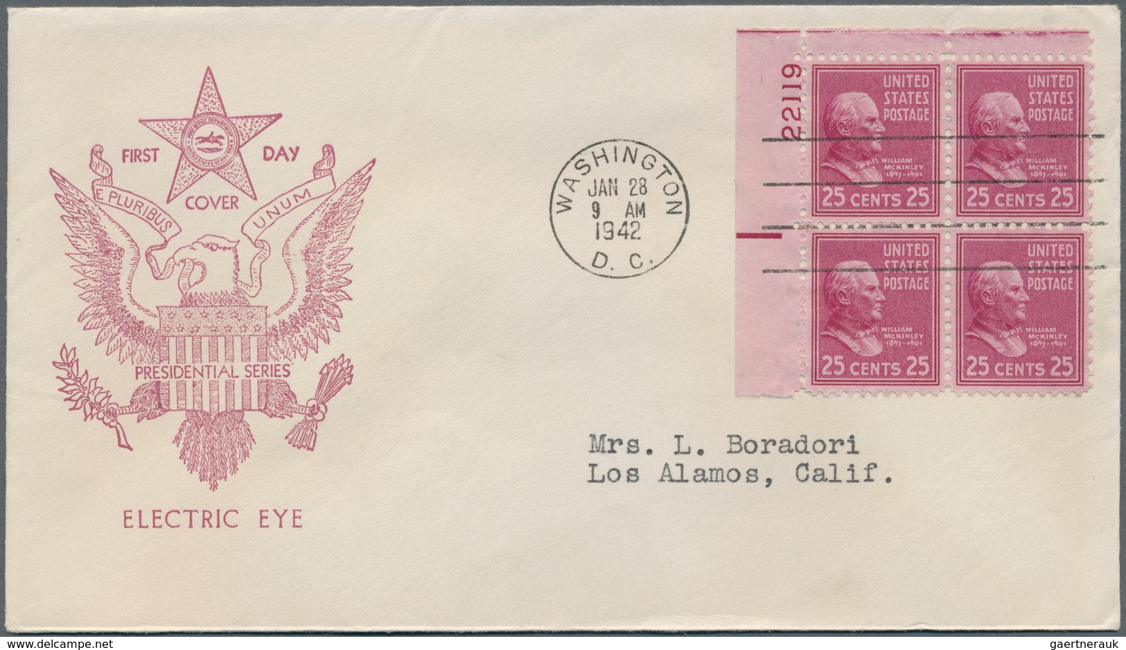 24406 Vereinigte Staaten von Amerika: 1941/1942: 116 good FDC, many Plate Blocks, all FDC are with Borders