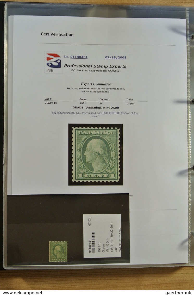 24412 Vereinigte Staaten von Amerika: Album with PSE graded, MNH, mint hinged and used classic stamps of U