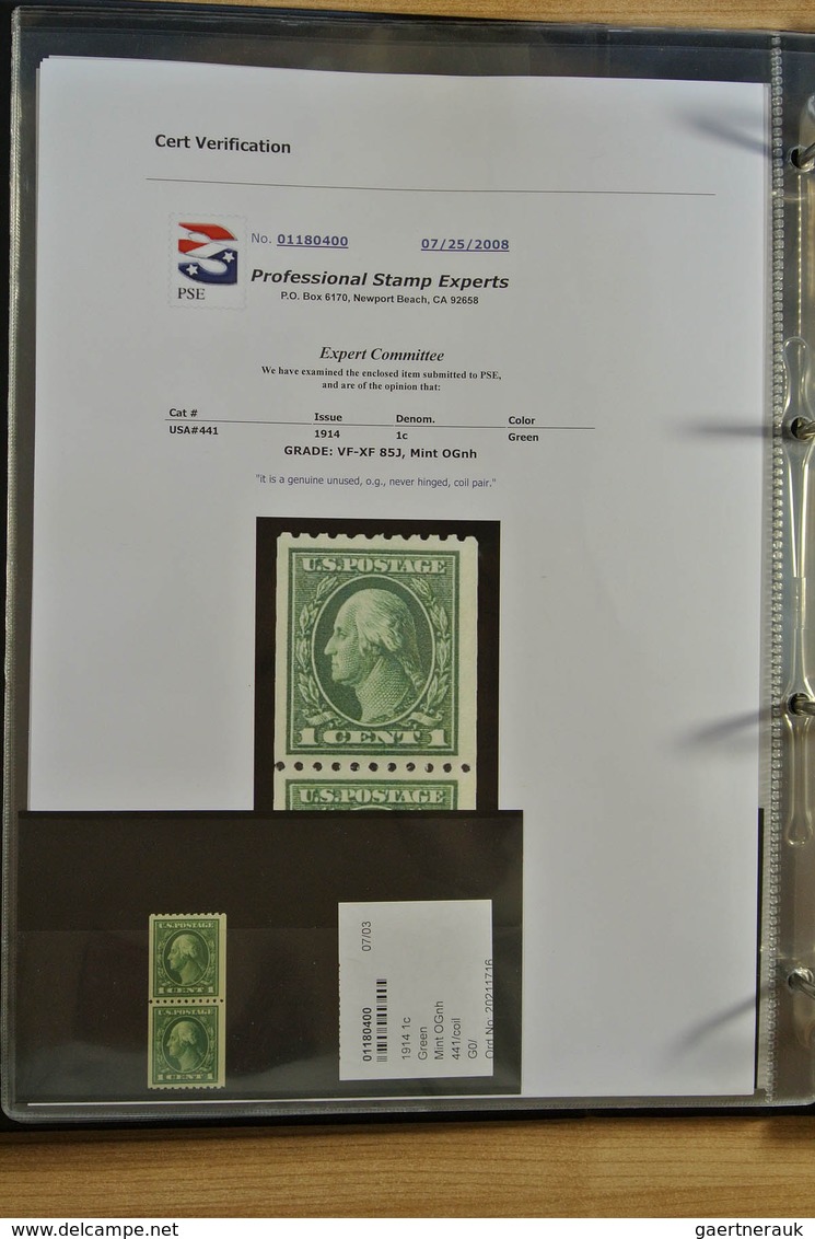 24412 Vereinigte Staaten von Amerika: Album with PSE graded, MNH, mint hinged and used classic stamps of U