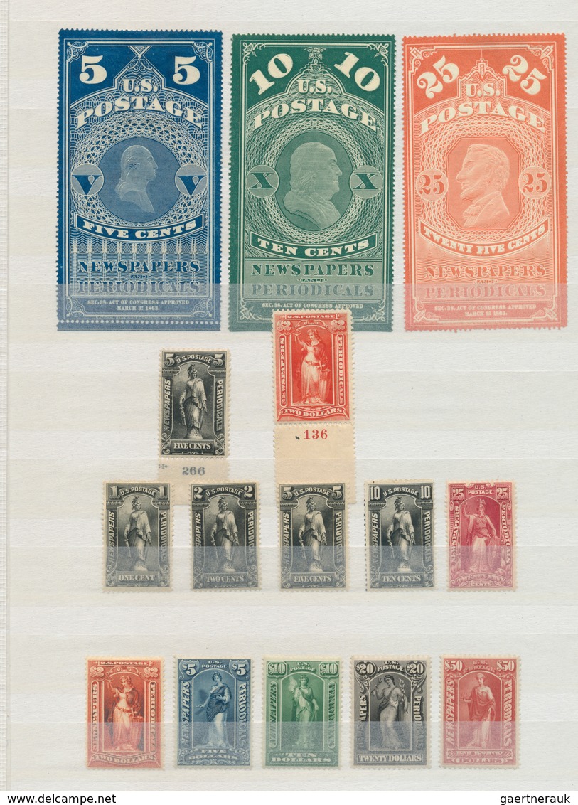 24416 Vereinigte Staaten Von Amerika - Zeitungsmarken: 1865/1917 (ca.), Mint Lot Of 15 Stamps (see Photo), - Journaux & Périodiques