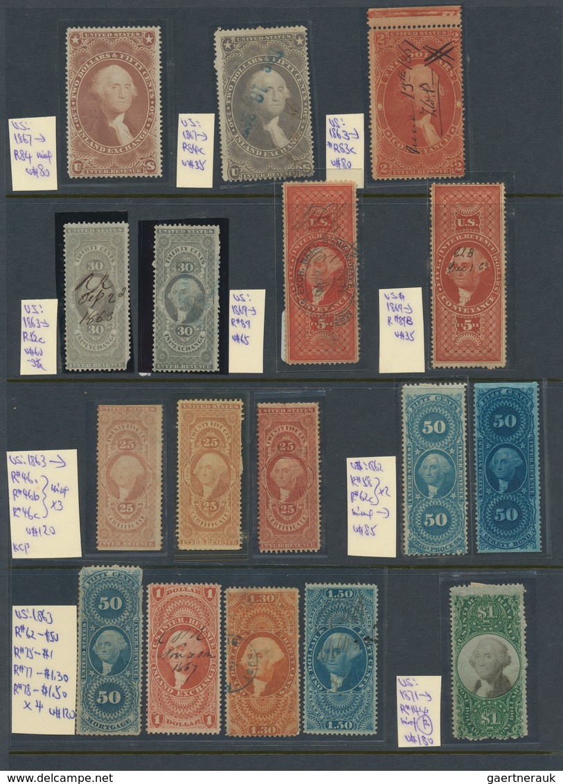 24417 Vereinigte Staaten Von Amerika - Fiskalmarken: 1860/1950 (ca.), Fiscals/Postage Dues/Labels Etc., Co - Fiscaux