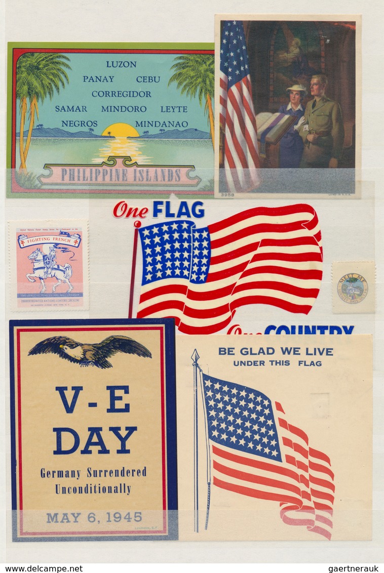 24430 Vereinigte Staaten Von Amerika - Besonderheiten: 1940s, WWII PATRIOTIC PROPAGANDA LABELS, Collection - Autres & Non Classés