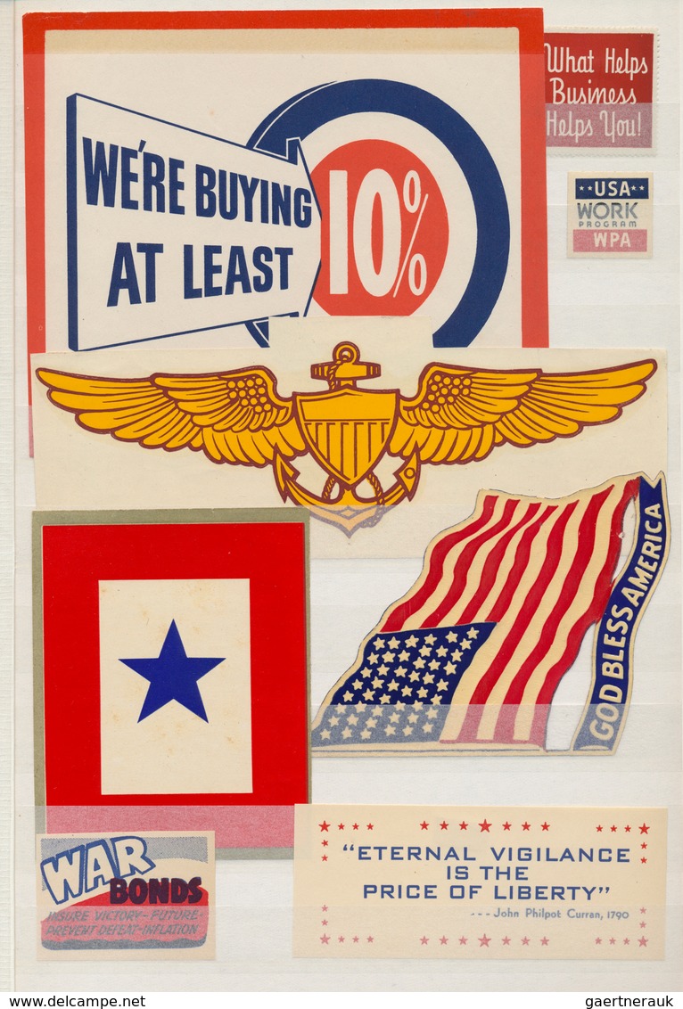 24430 Vereinigte Staaten Von Amerika - Besonderheiten: 1940s, WWII PATRIOTIC PROPAGANDA LABELS, Collection - Autres & Non Classés