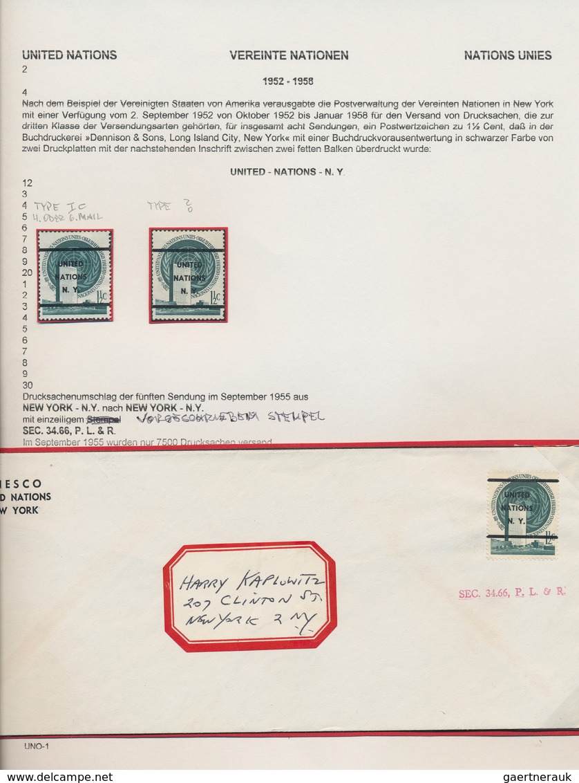 24442 Vereinte Nationen - New York: 1952, 1½c. Green Precancelled, Lot Of Two Single Stamps And One Used O - Autres & Non Classés