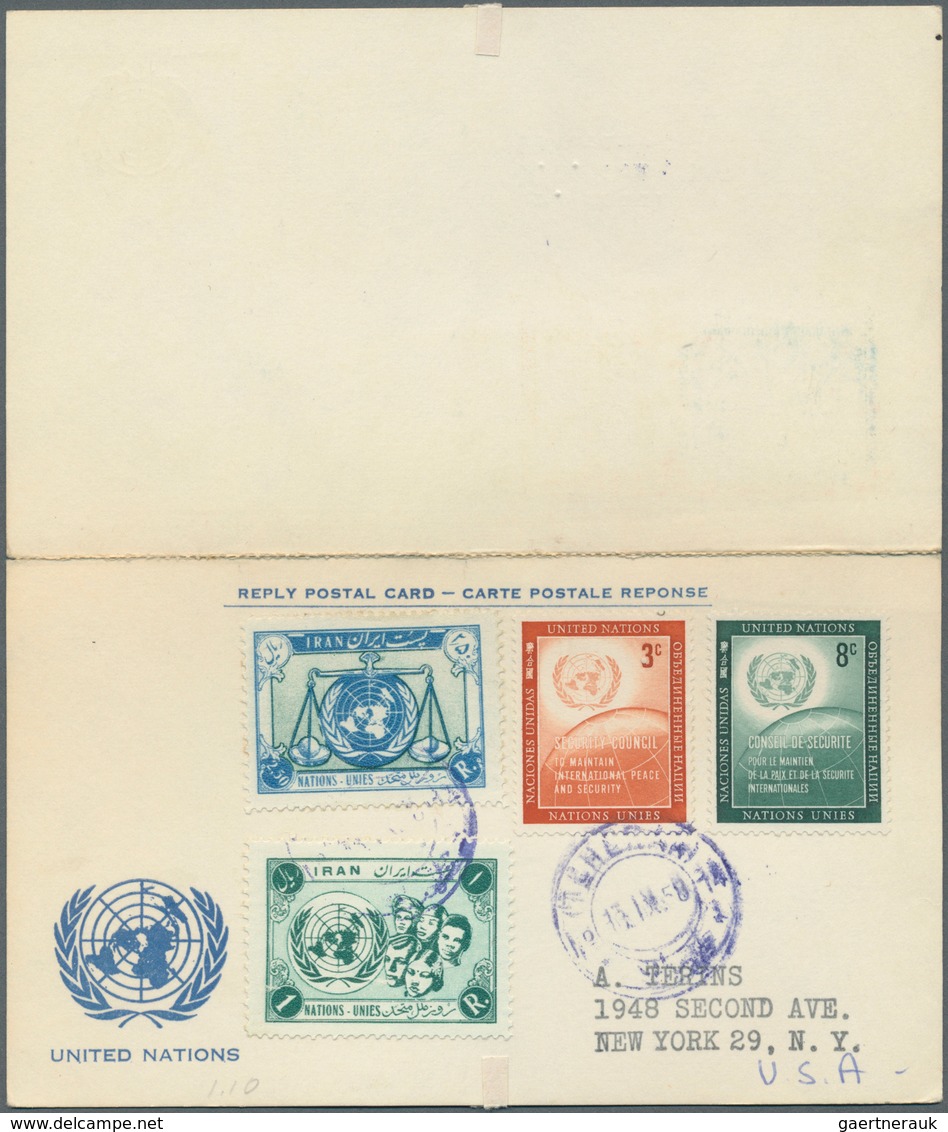 24444 Vereinte Nationen - New York: 1957-59, 24 Postcards With Paid Reply, Both Parts Complete Used To Ita - Sonstige & Ohne Zuordnung