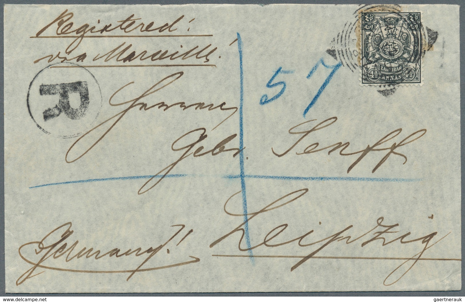 24460 Zanzibar: 1903 - 1911, Four Covers And One Postal Stationery Envelope With Uprated Franking, Interes - Zanzibar (...-1963)