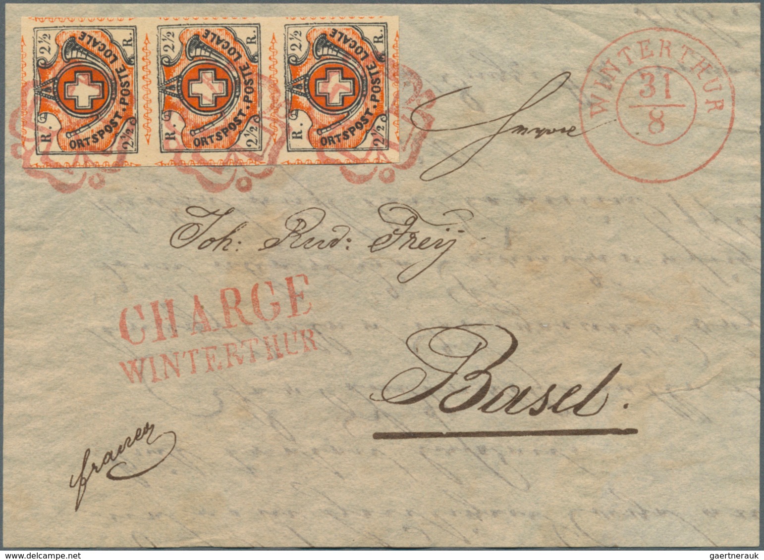 24475 Alle Welt: 1845/1880 (ca.), FORGERIES (stamps And Entire), Collection Of 38 Fronts With Most Spectac - Collections (sans Albums)