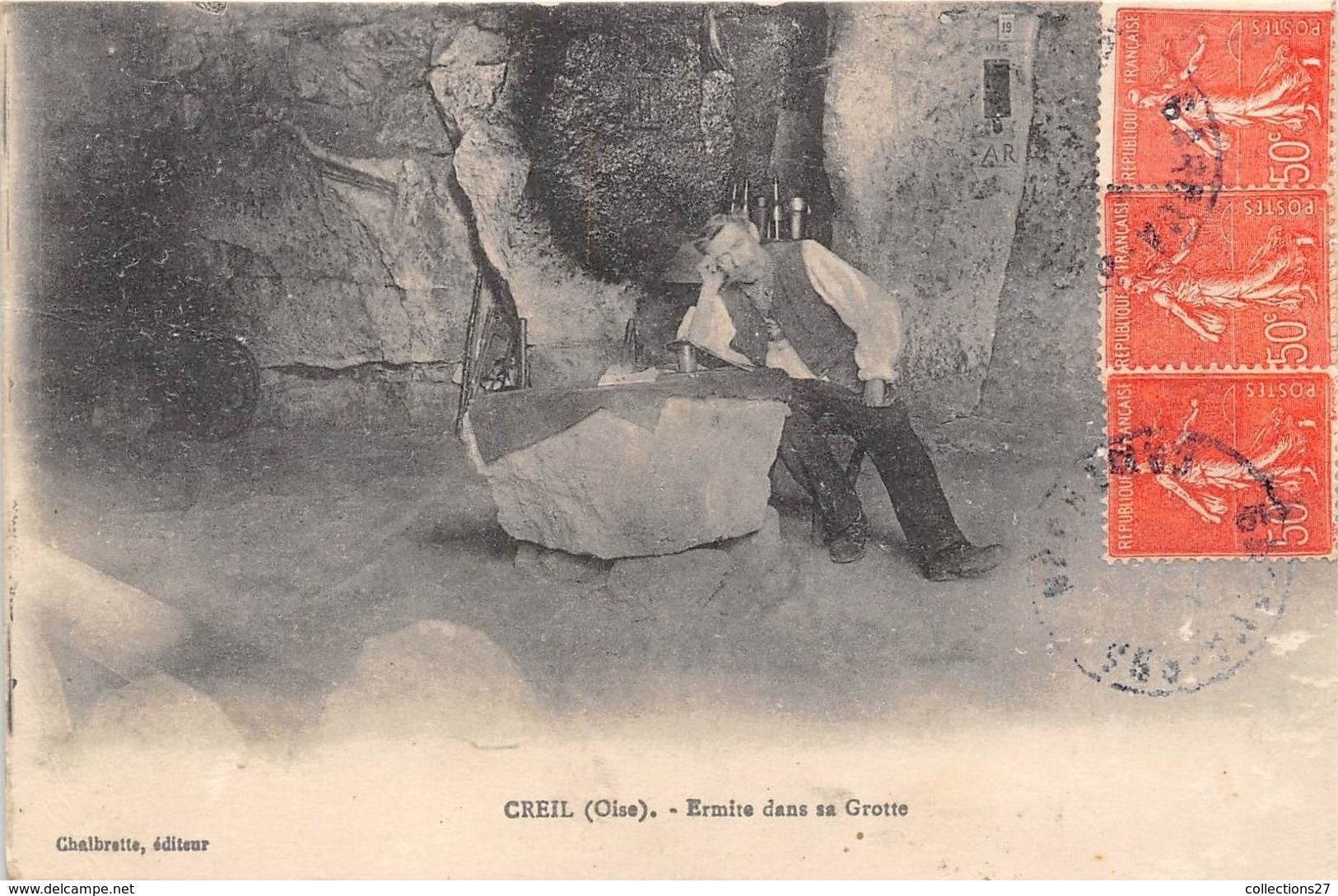 60-CREIL- ERMITE DANS SA GROTTE - Creil