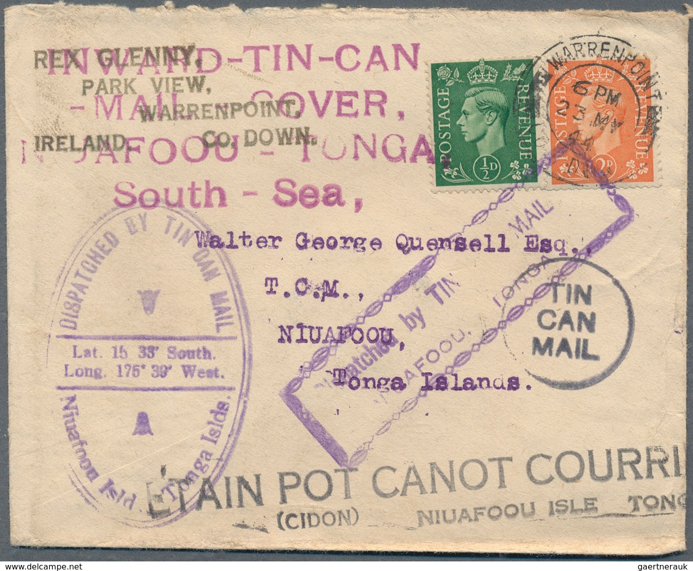 24548 Alle Welt: 1932/1942, TIN CAN MAIL, Comprehensive Collection With 74 Covers From Different States Ca - Verzamelingen (zonder Album)