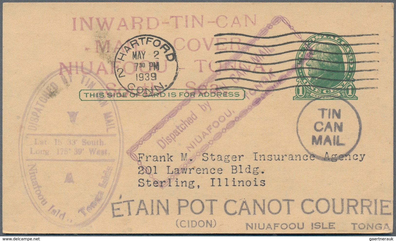 24548 Alle Welt: 1932/1942, TIN CAN MAIL, Comprehensive Collection With 74 Covers From Different States Ca - Collections (sans Albums)