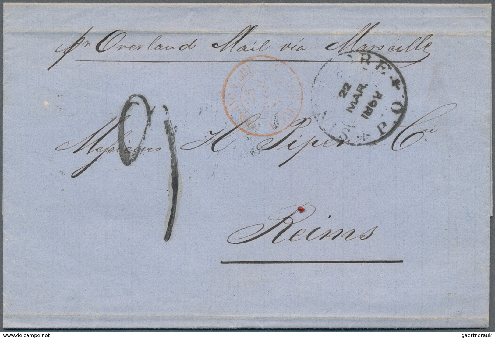 24579 Übersee: 1837/1862, Group Of 10 Entire Letters, Mostly With Destination France, Comprising Mail From - Autres & Non Classés
