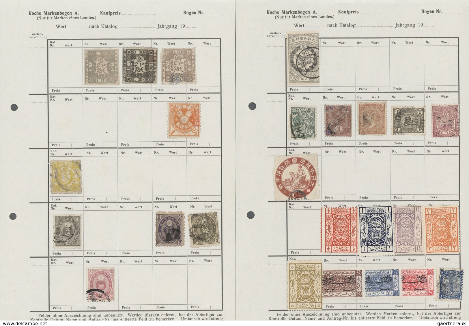 24637 Asien: 1875/1930 (ca.), mint and used on old approval pages and in three envelopes, mainly Persia, I