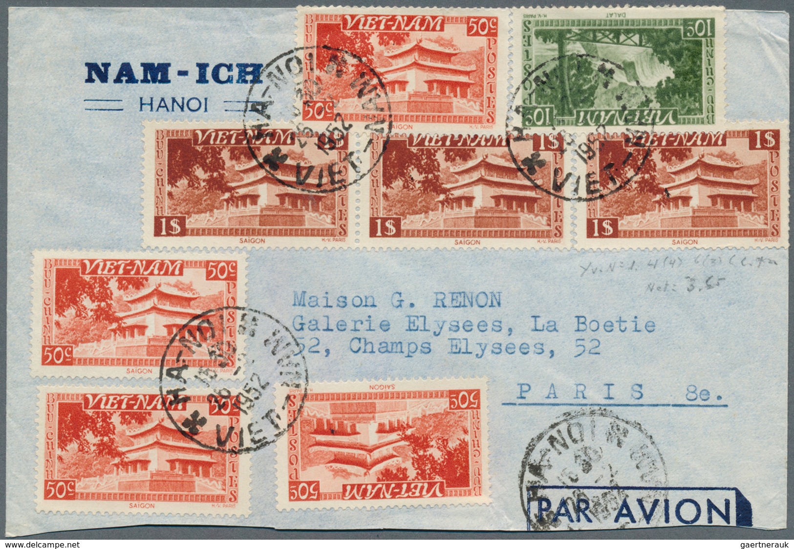 24646 Asien: 1900/1955, 3 Postcards and 6 letters from China, Vietnam, Russia, Indochina and other country