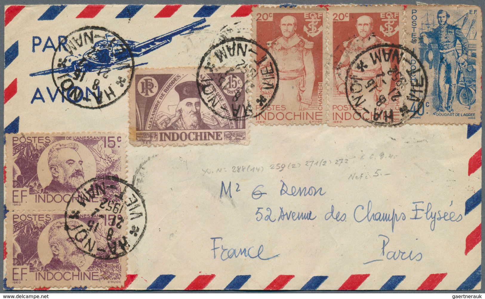 24646 Asien: 1900/1955, 3 Postcards and 6 letters from China, Vietnam, Russia, Indochina and other country