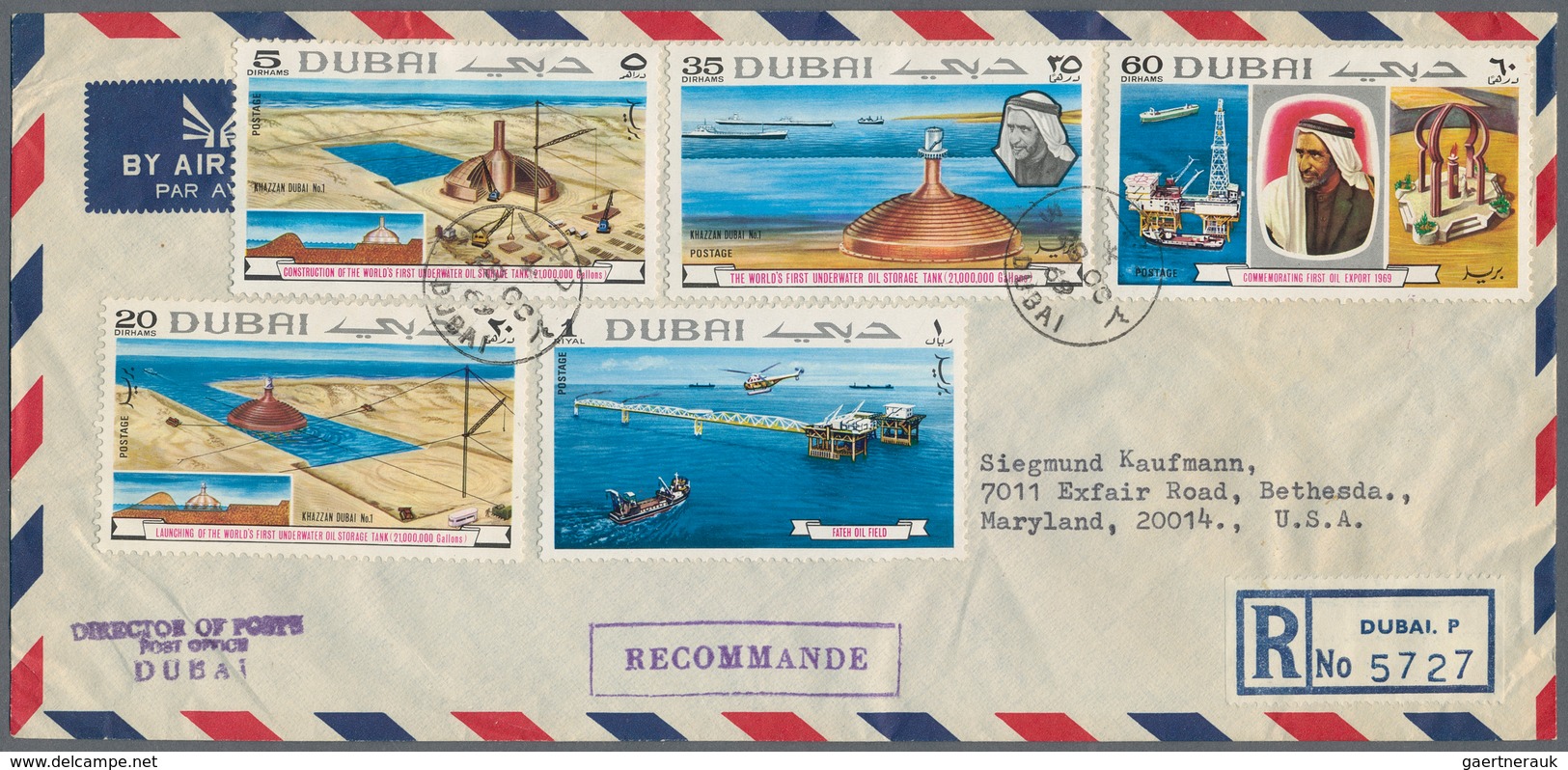 24672 Asien: 1965/1971, GULF STATES (Ajman, Dubai, Fujeira), Group Of Eight (mainly Registered) Airmail Co - Autres - Asie