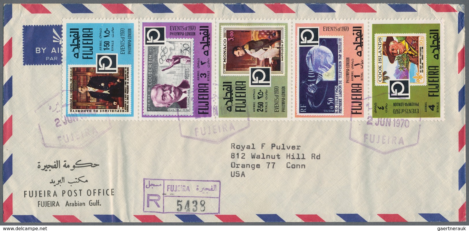 24672 Asien: 1965/1971, GULF STATES (Ajman, Dubai, Fujeira), group of eight (mainly registered) airmail co