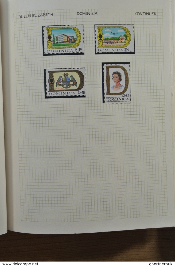 24733 Britische Kolonien: Small blanc album with various MNH and mint hinged definitive sets of various Br