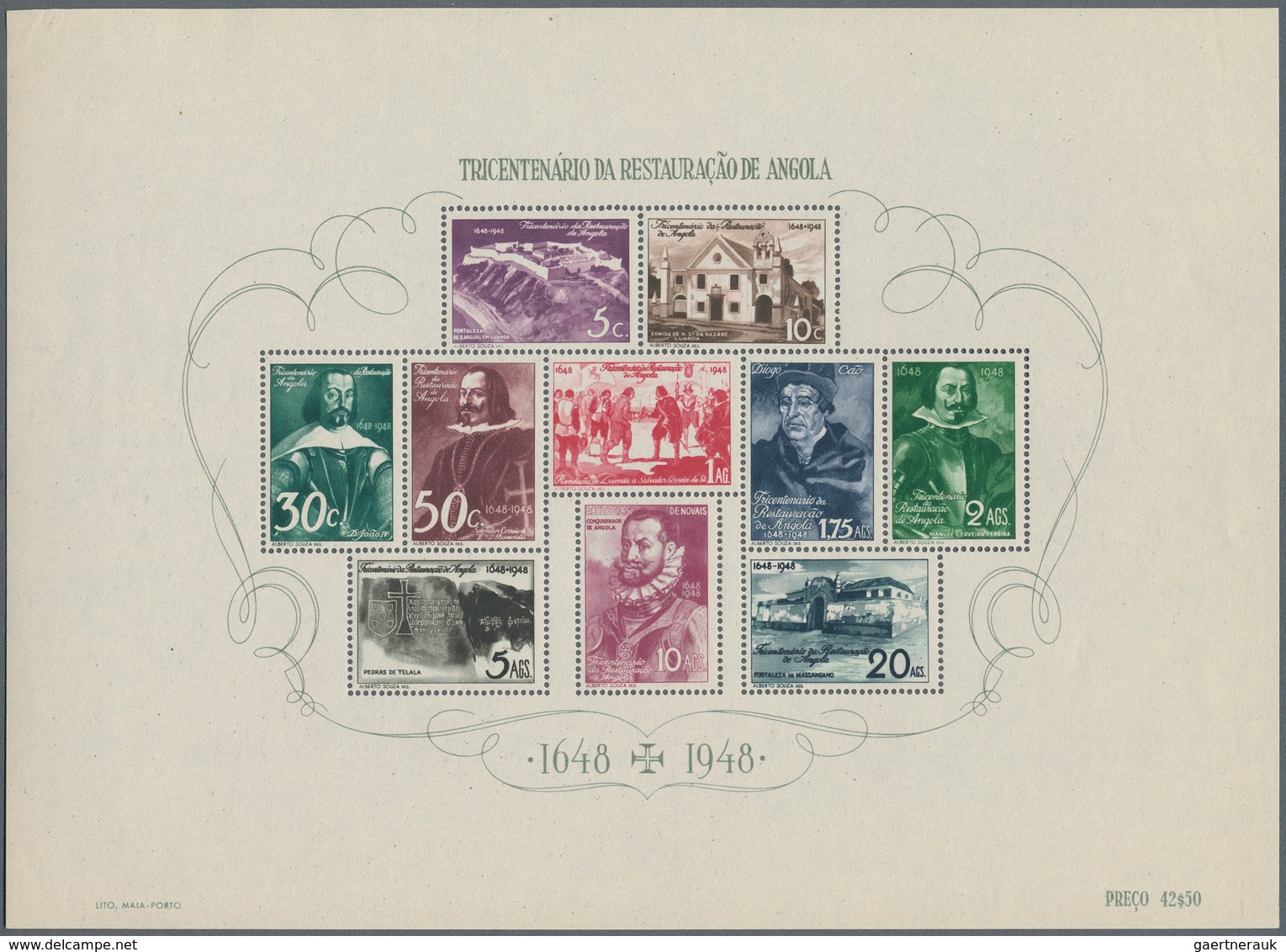 24776 Portugiesische Kolonien In Afrika: 1948/1951, U/m Assortment: Angola 1948 Souvenir Sheet, Guinea 194 - Congo Portugais