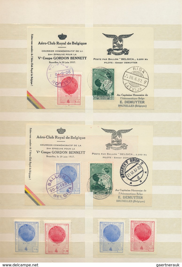 24801 Ballonpost: 1937/1951, Belgium Ballon Stamps, A Neat Collection Incl. 1937 And 1939 Gordon Bennet, 1 - Montgolfières