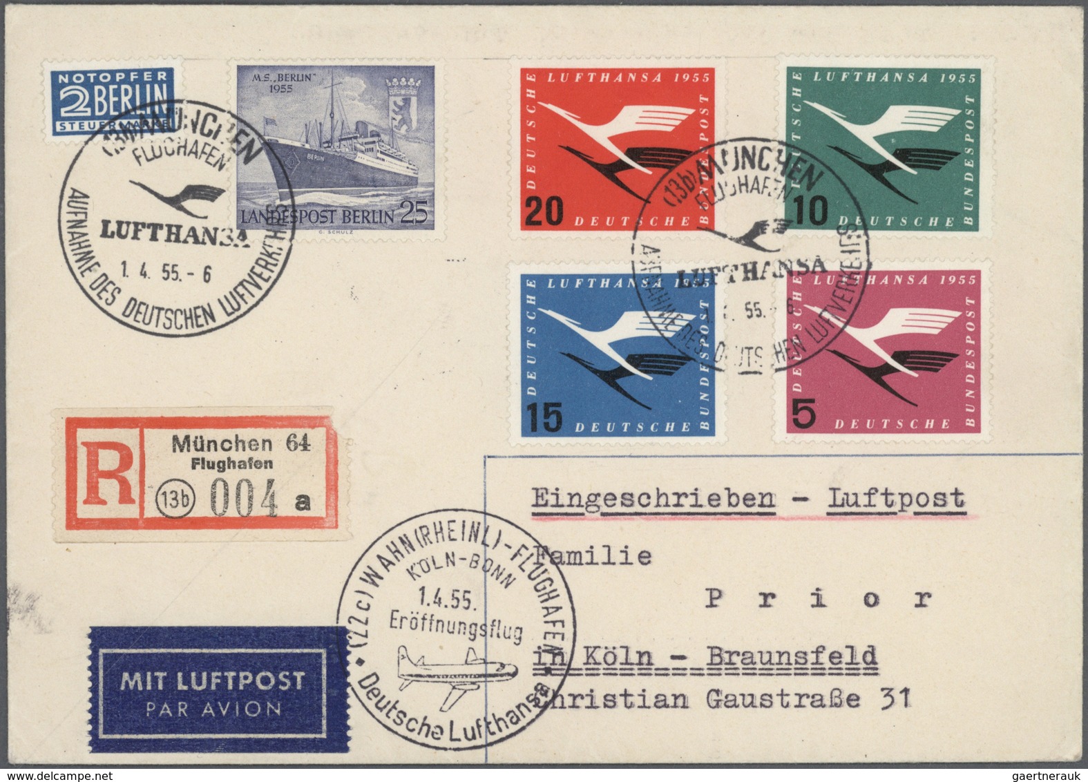 24809 Flugpost Deutschland: 1.4.55-1995, Flugpost "LH-LUFTHANSA", Erst-, Hin-und Rückflüge, Fast Alles Ver - Poste Aérienne & Zeppelin