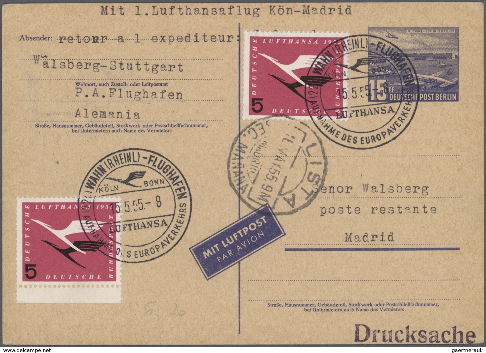 24809 Flugpost Deutschland: 1.4.55-1995, Flugpost "LH-LUFTHANSA", Erst-, Hin-und Rückflüge, Fast Alles Ver - Poste Aérienne & Zeppelin