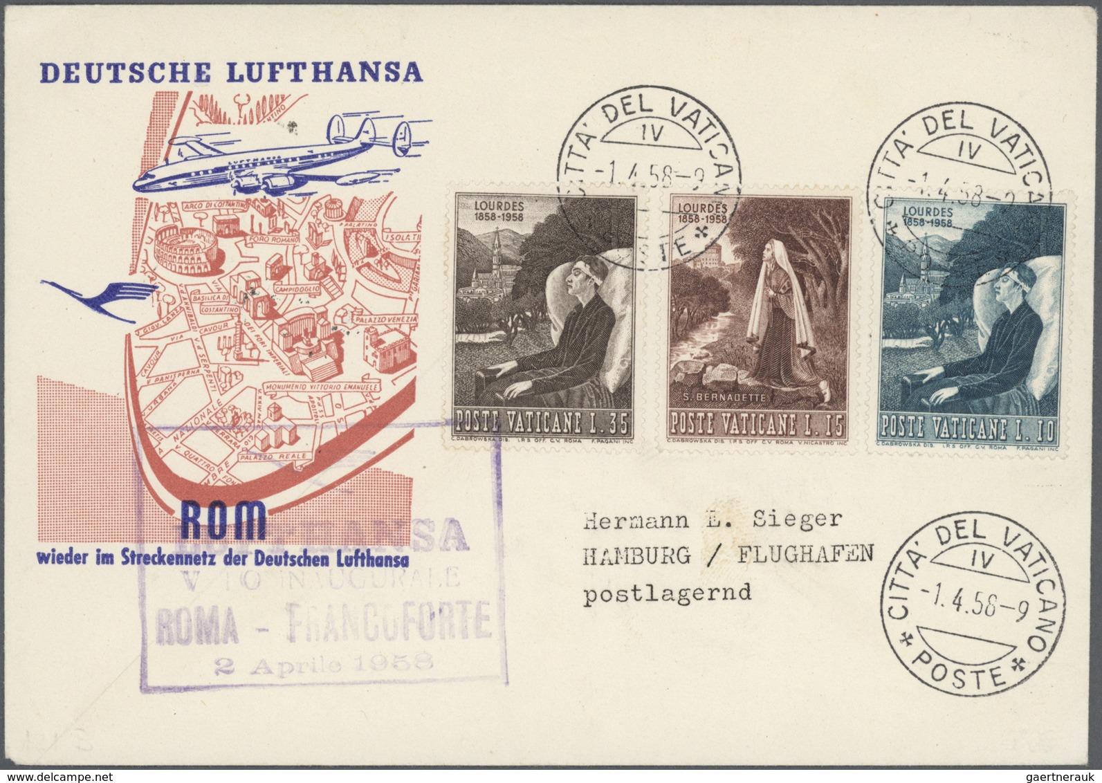 24809 Flugpost Deutschland: 1.4.55-1995, Flugpost "LH-LUFTHANSA", Erst-, Hin-und Rückflüge, fast alles ver